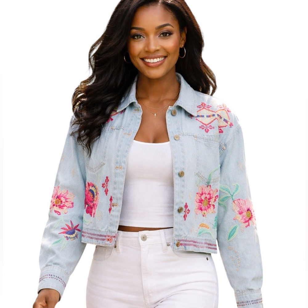 Johnny Was Talulla heavily embroidered Denim Jacket NWT